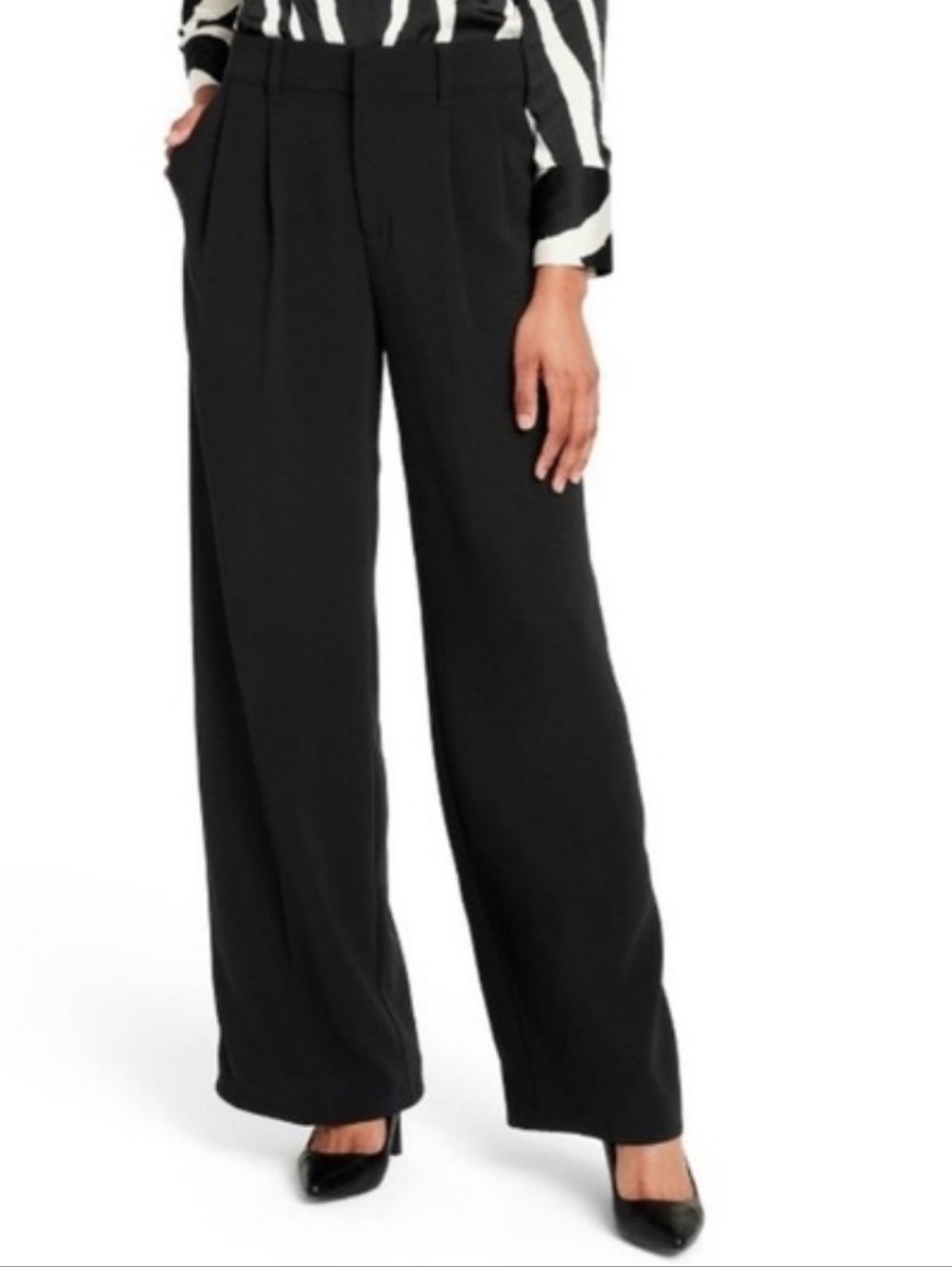 Sergio Hudson Target Wide Leg High Rise Trousers Black Sz M